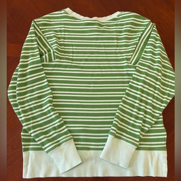 Anthropologie Lot of 2 Maeve Black Green White Striped Sweater Sweatshirt Medium - Picture 7 of 8